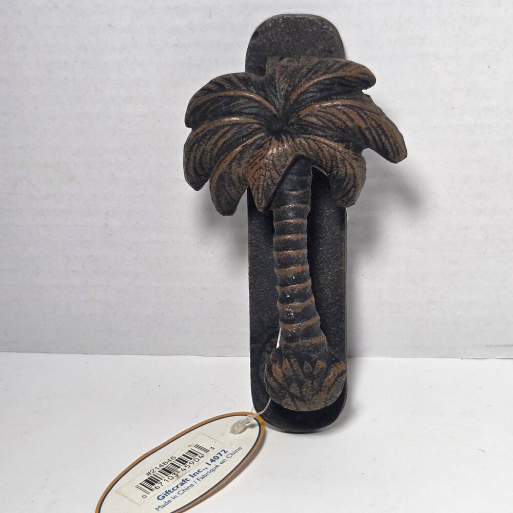 Giftcraft Palm Tree Door Knocker Cast Iron Antique Bronze Tropical NWT Coastal
